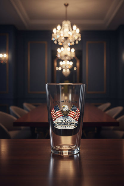 Land of the Free  Pint Glass -  Patriotic Eagle 16oz.